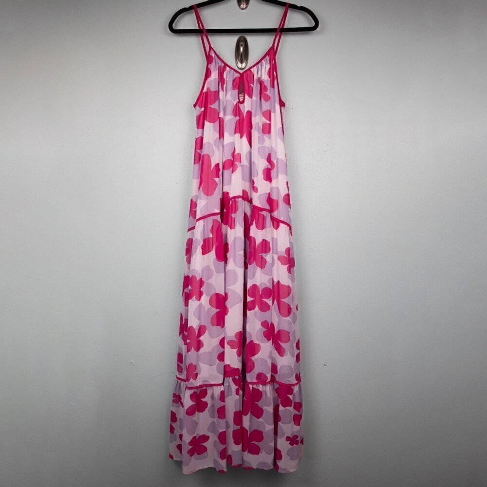 Entro pink and purple floral tiered maxi dress-M